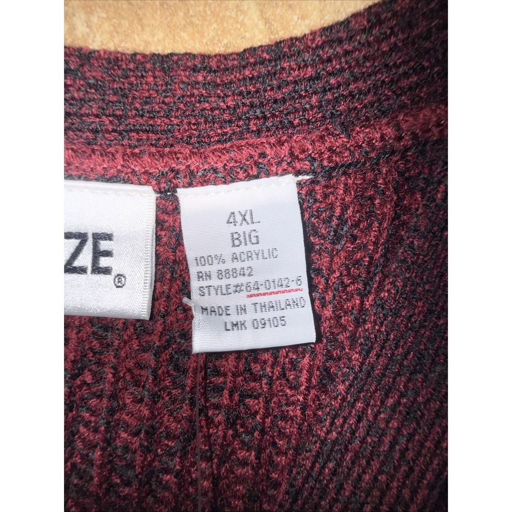 King Size Shaker Knit V-Neck Cardigan Sweater 4XL BIG Men's Burgundy Preppy - Picture 5 of 7